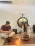 Renata Trindade e Fernando em momento de partilha durante cerimonia de cacau online